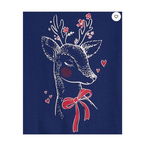 OSHKOSH B'GOSH NWT Size 8 Blue Red Reindeer Jersey Graphic Tee Scarf Long Sleeve - Picture 2 of 3